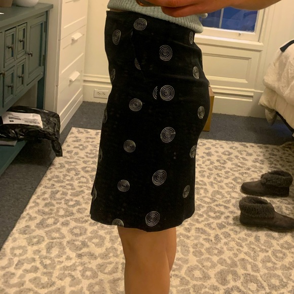 Willi Smith silver spiral black knee length skirt - Picture 1 of 4